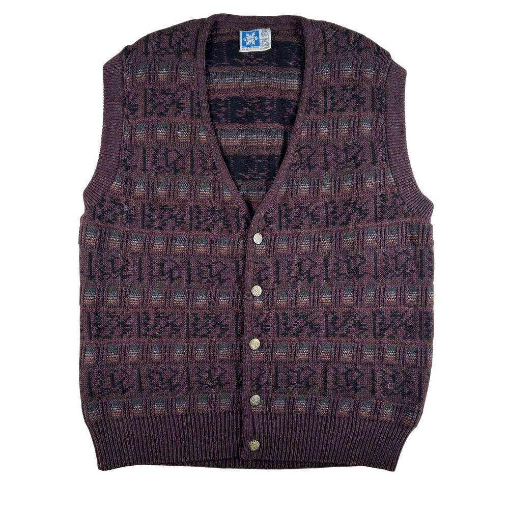 Vintage Norsewear Sweater Vest Mens XL Wool Fair Isle Button Knit 80s Grandpa